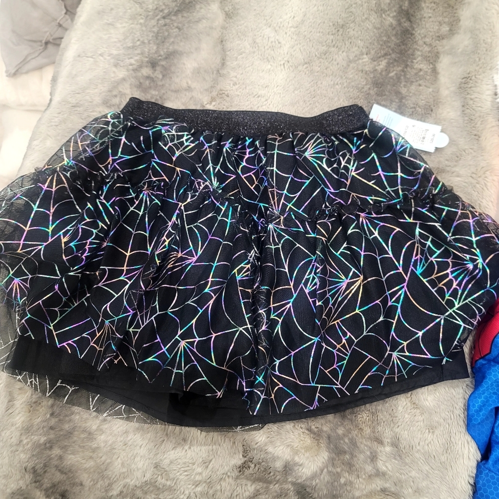 New Cat and Jack halloween spiderweb rainbow metallic tutu skirt size L - Picture 12 of 12